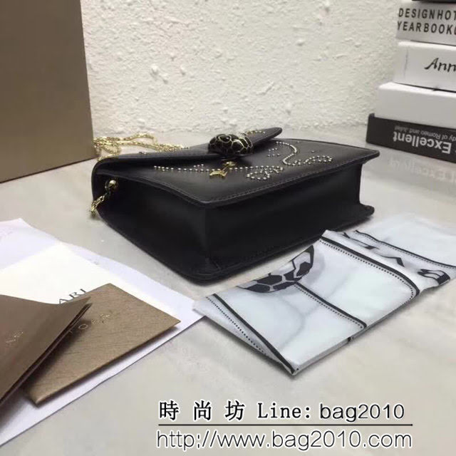 BVLGARI寶格麗 Serpenti Forever小牛皮翻蓋包 鏈條單肩斜挎包 285884 FYD1080